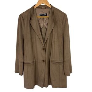 Gerry Weber Faux Suede Lightweight Jacket Sz 12 Tan Brown Classy Casual Coat
